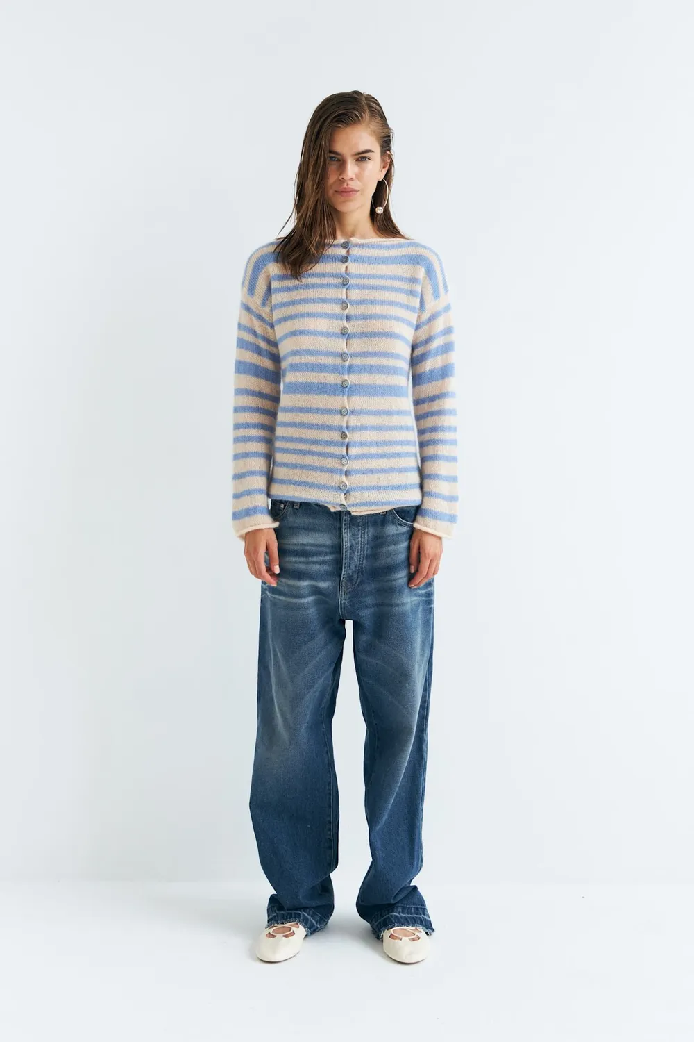 DAWNXDARE SINEA cardigan 620 sky stribet mohair