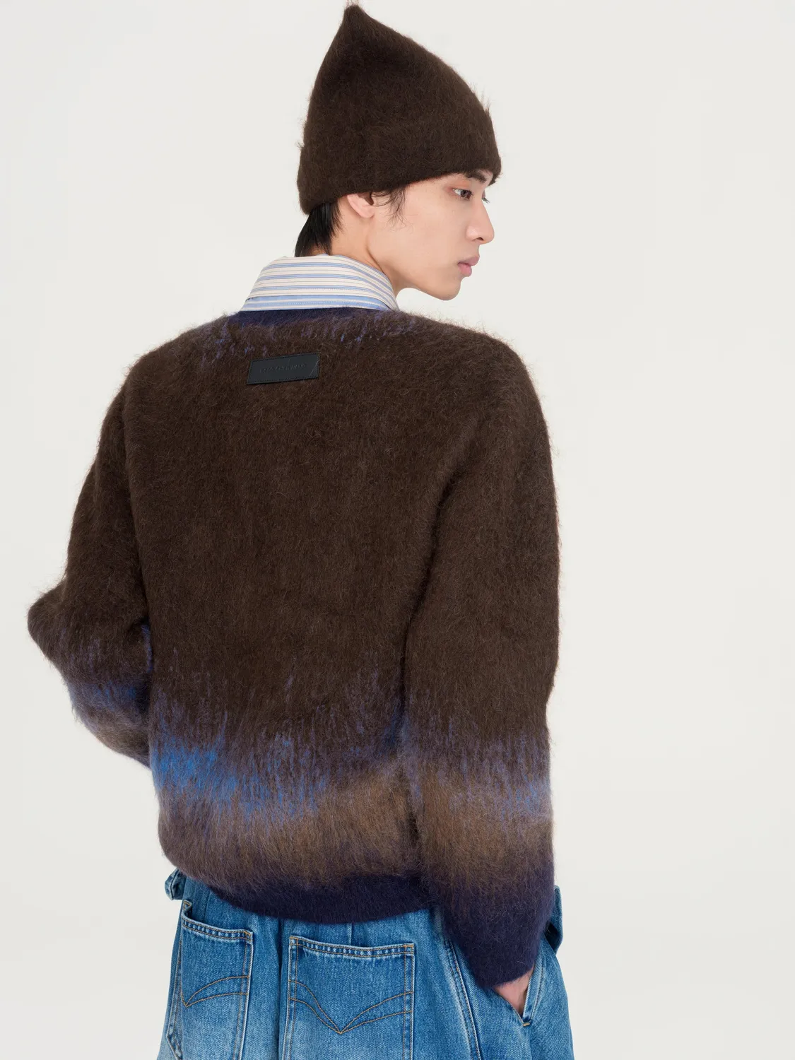 Feng Chen Wang Brown-Blue Gradient Sweater striktrøje børstet