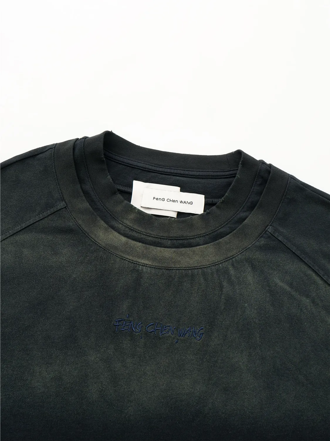 Feng Chen Wang Gradient Tie-Dye Deconstructed langærmet t-shirt blå-sort