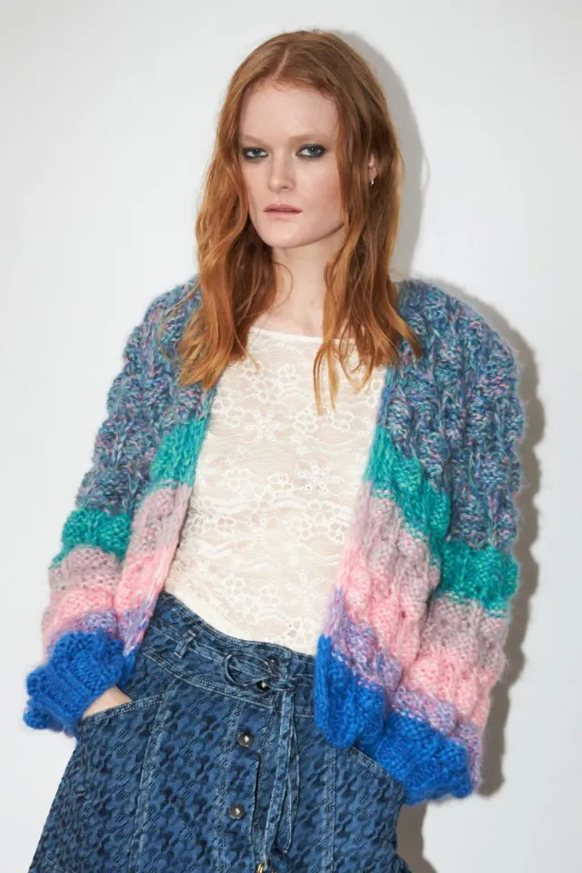 DAWNXDARE Arena Rainbow 930 cardigan blå mohair