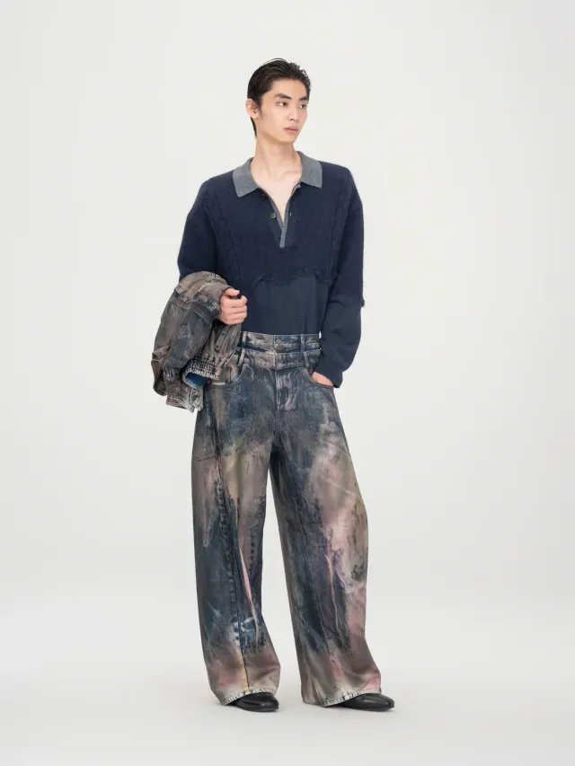 Feng Chen Wang Tie-Dye Coated jeans brun coated