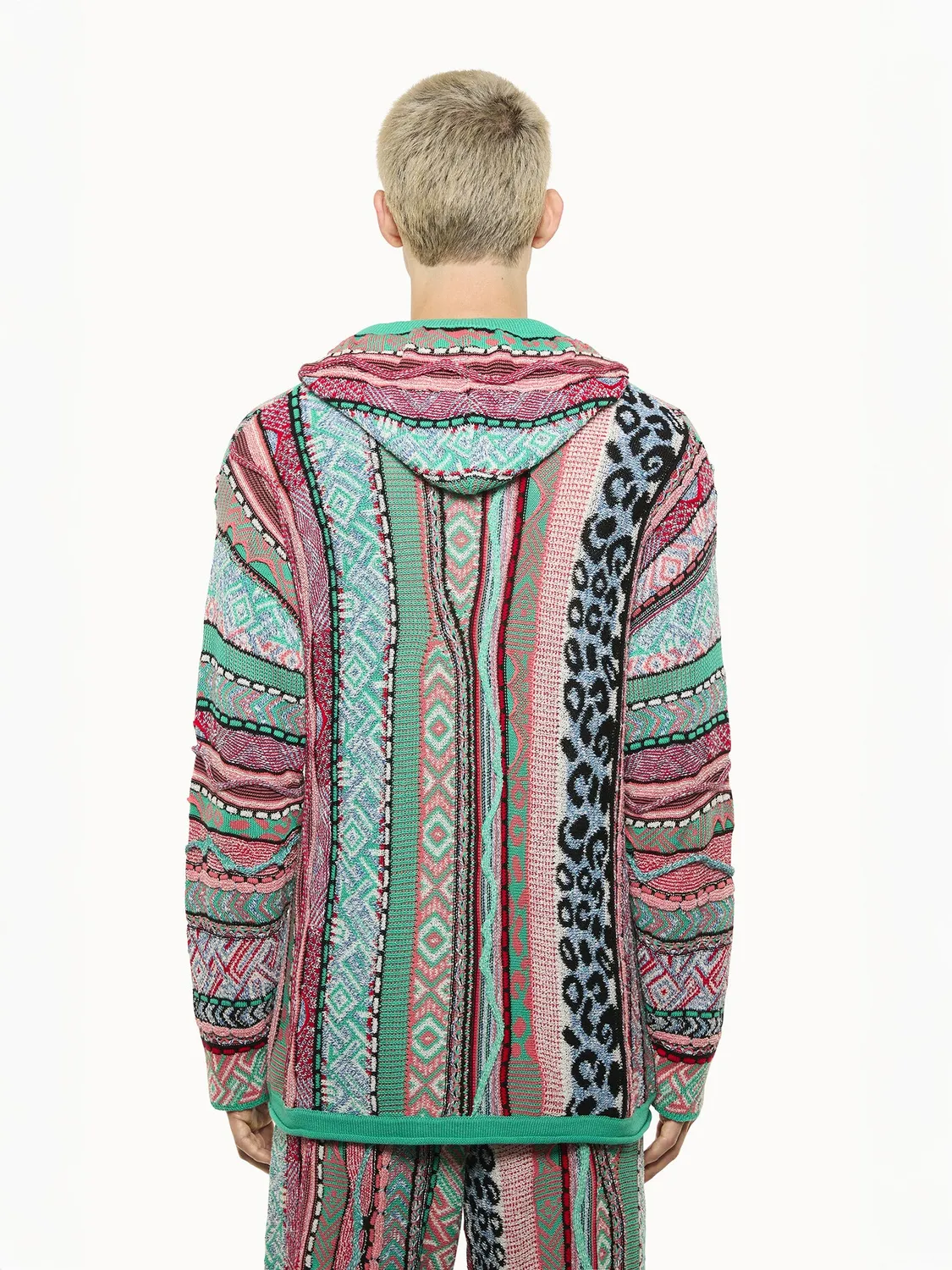 Laneus Jacquard hoodie emerald green bomuld