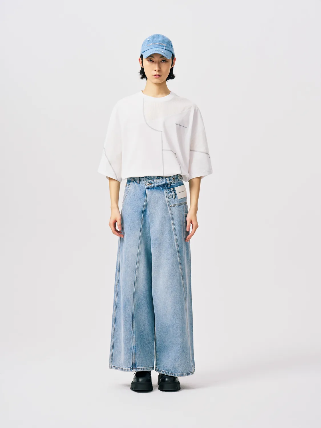 Feng Chen Wang Asymmetric Wide Leg jeans panel