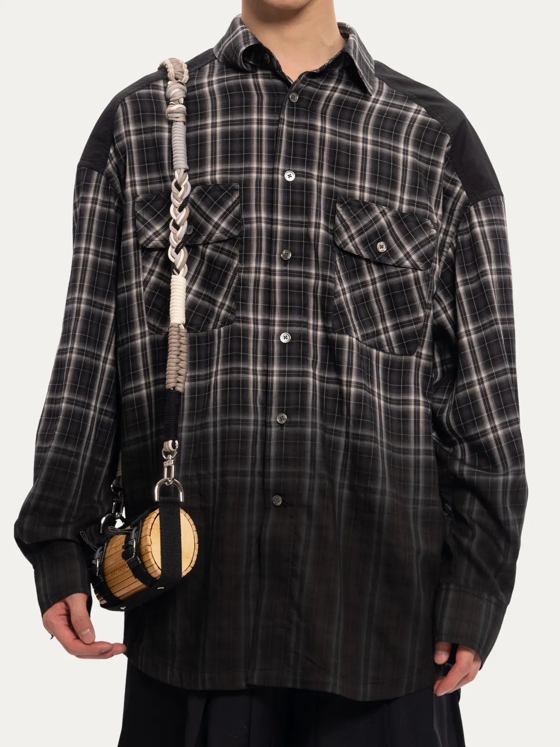 Feng Chen Wang Black Check arbejdsskjorte ternet