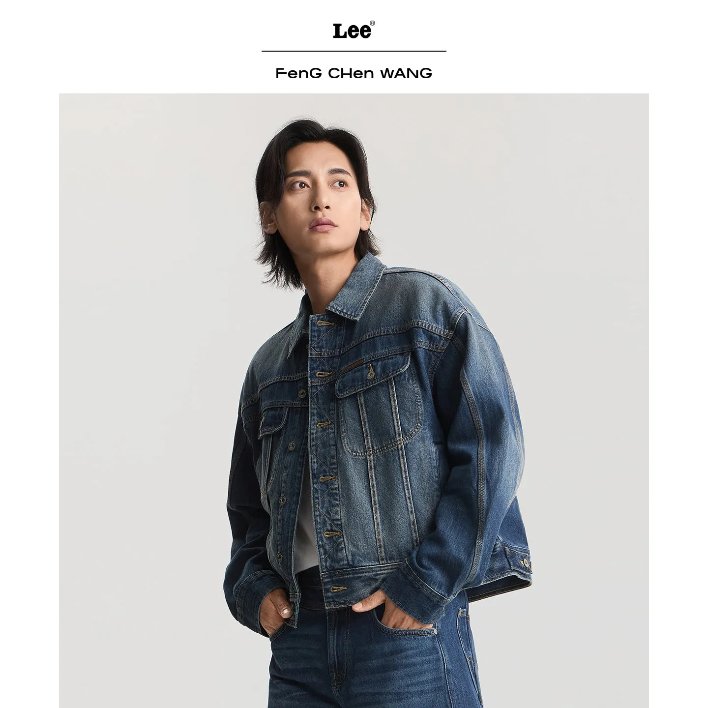 Lee x Feng Chen Wang L/S denimjakke mørk vask