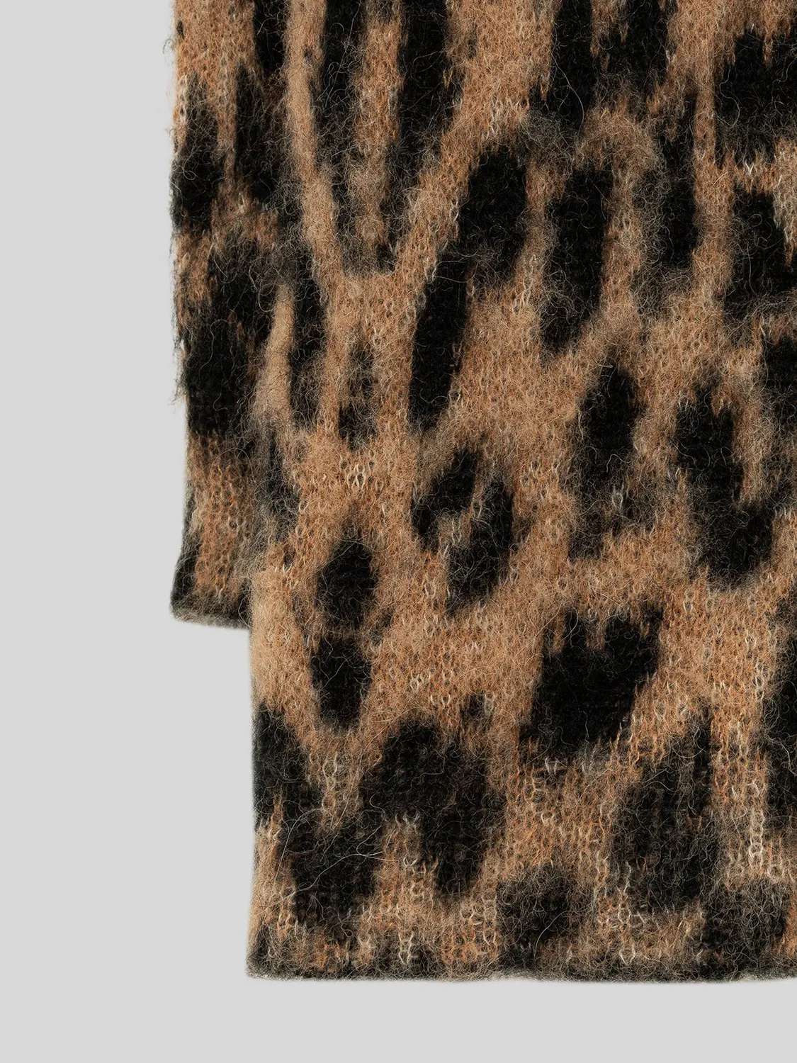 Laneus Brushed Leopard Print tørklæde natural uldmix