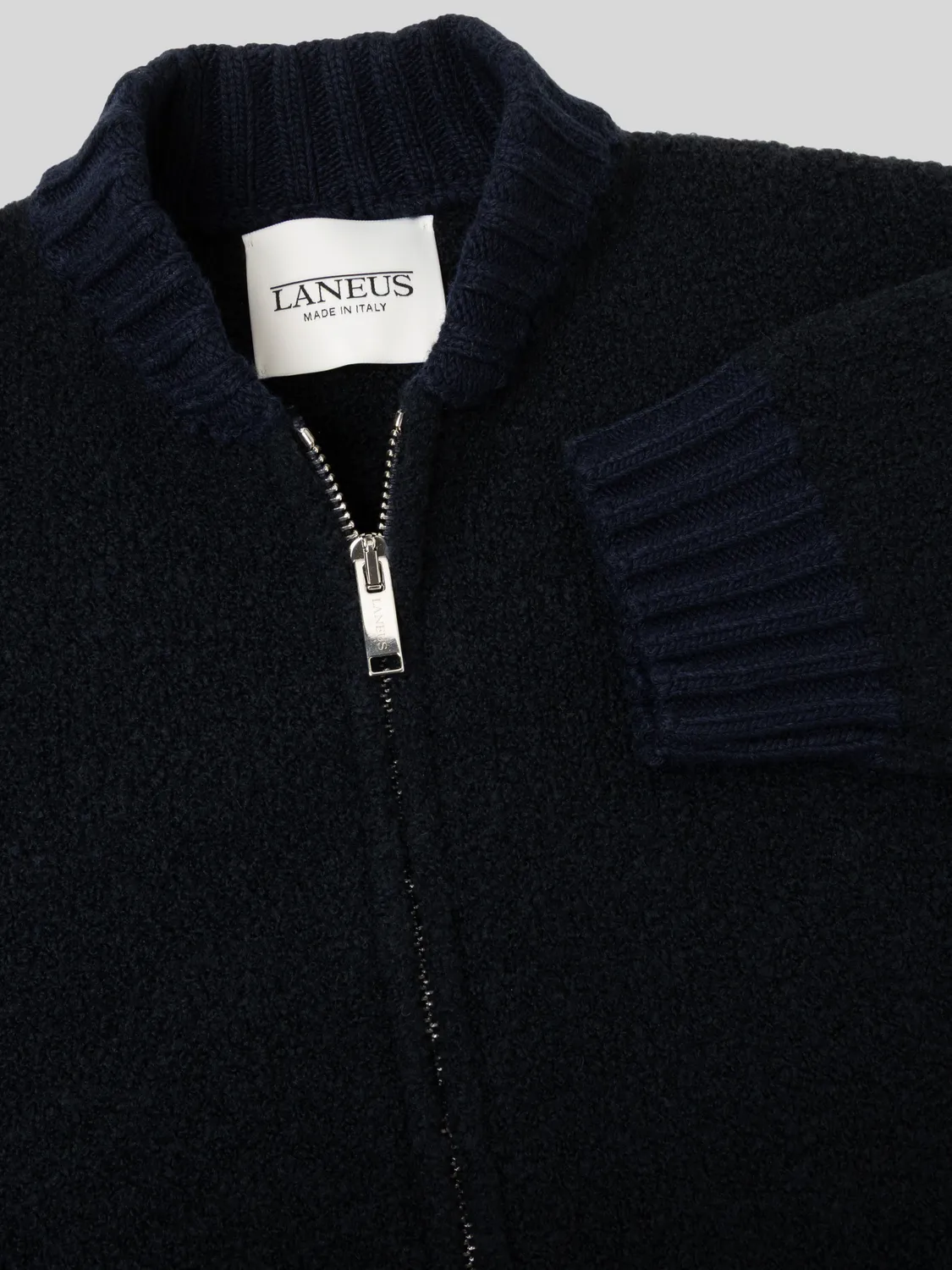 Laneus Strik bomberjakke navy uld bouclé