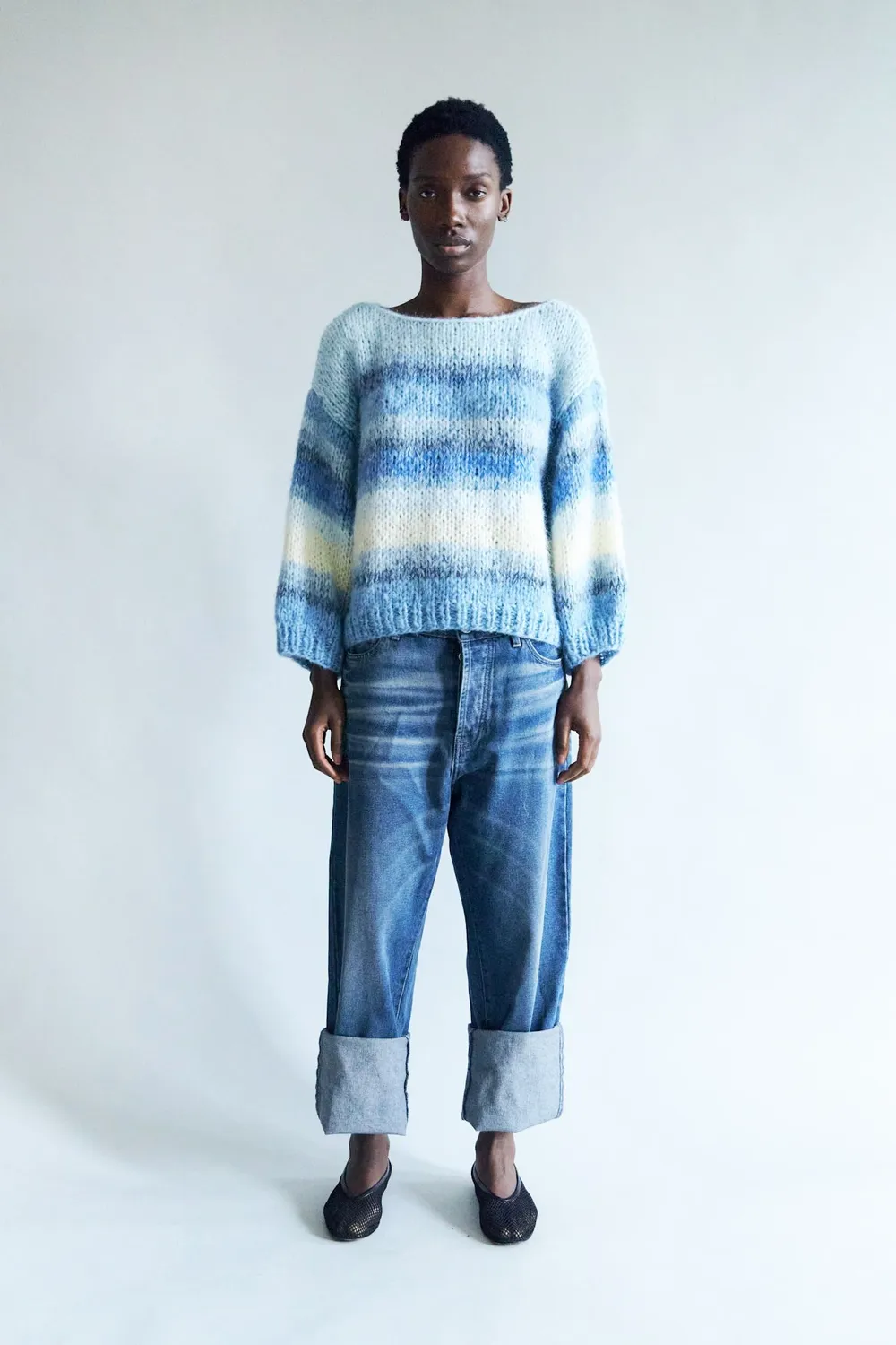 DAWNXDARE LOLA 630 pullover blue sea stribet mohair