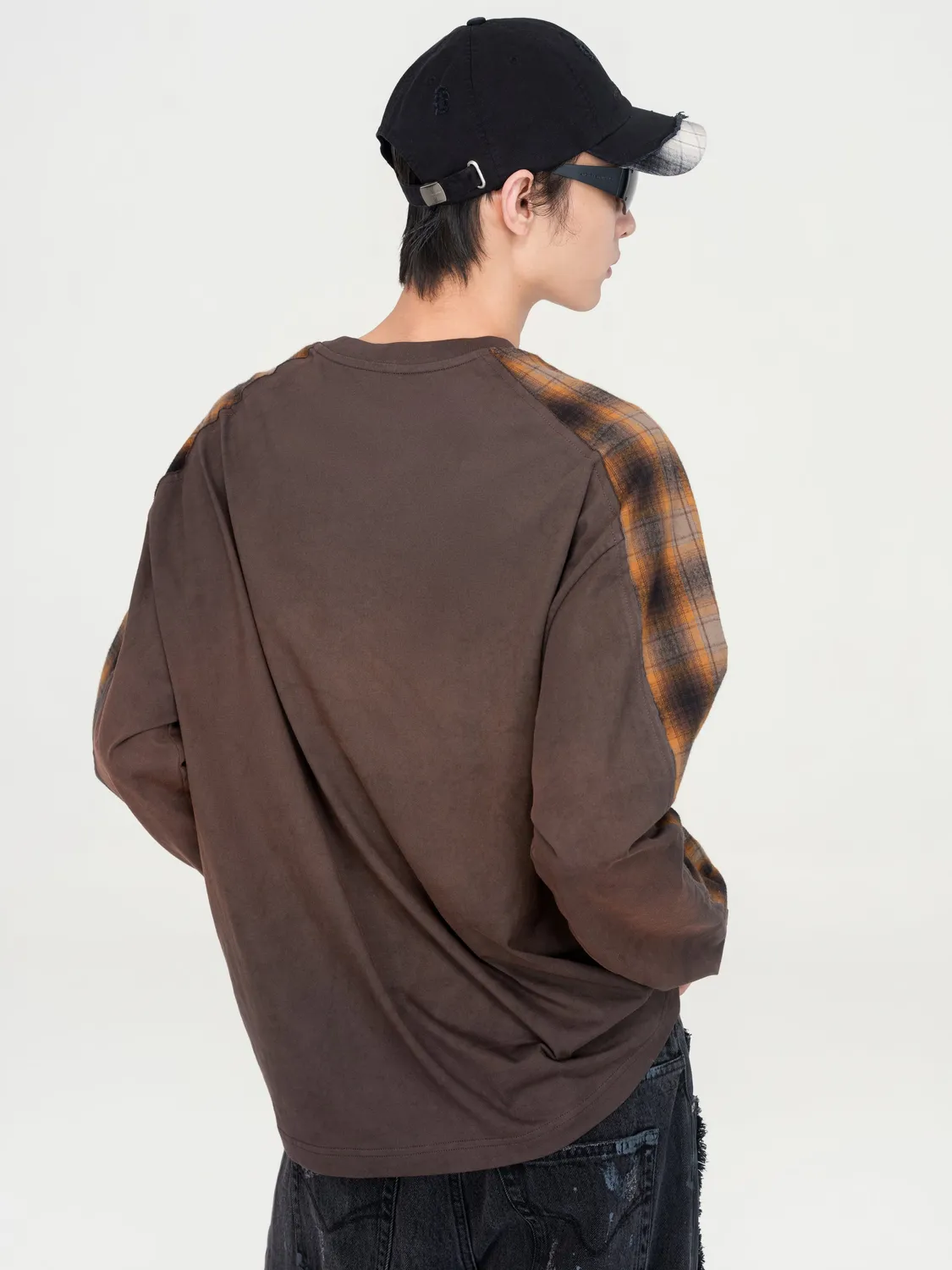 Feng Chen Wang Black Plaid-Panel kasket sort OS