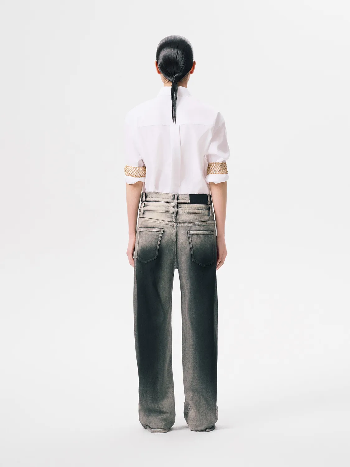 Feng Chen Wang Gradient Denim bukser sort-hvid str XS-XL