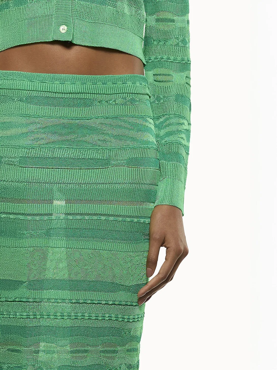 Laneus Light Jacquard nederdel smaragdgrøn viskose slim fit