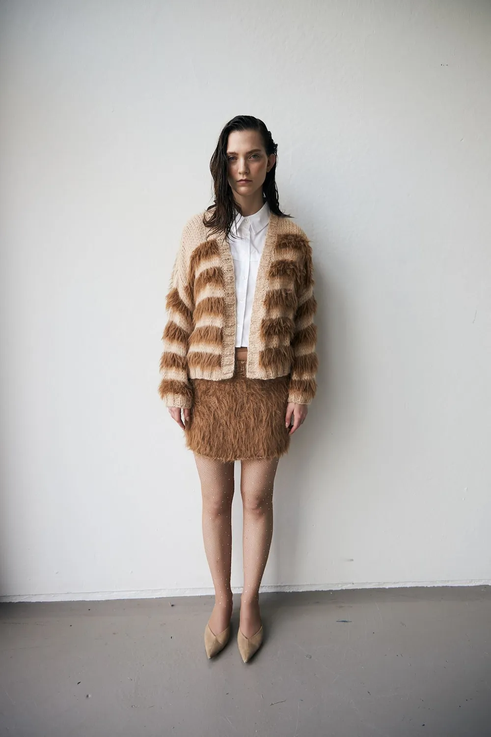 DAWNXDARE BARRÉ mini nederdel 192 Peat mohair