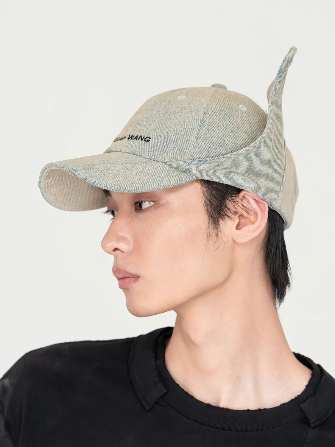 Feng Chen Wang Light-Wash Denim Cat-Ear kasket lyseblå OS