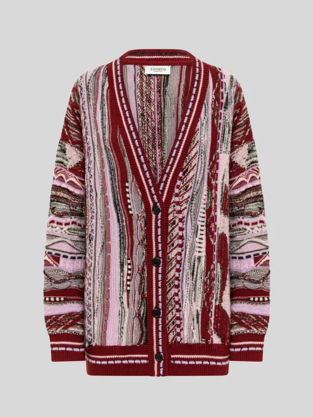 Laneus jacquard cardigan fico merino