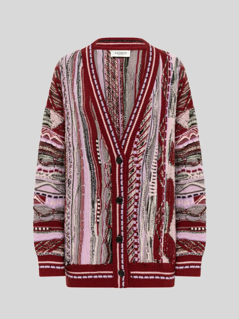 Laneus jacquard cardigan fico merino