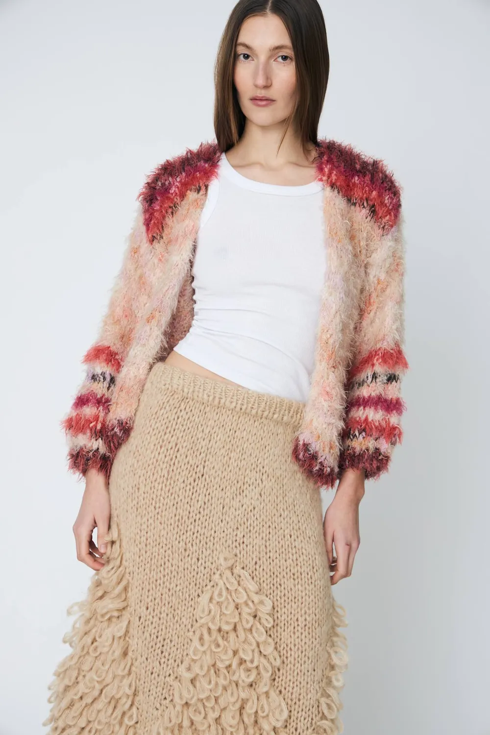 DAWNXDARE Eden cardigan garnet rose pelsknit