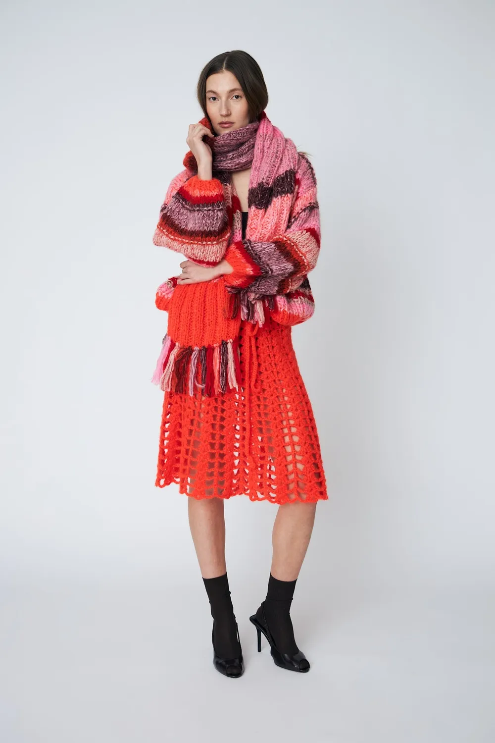 DAWNXDARE Eden 335 cardigan chili stribet