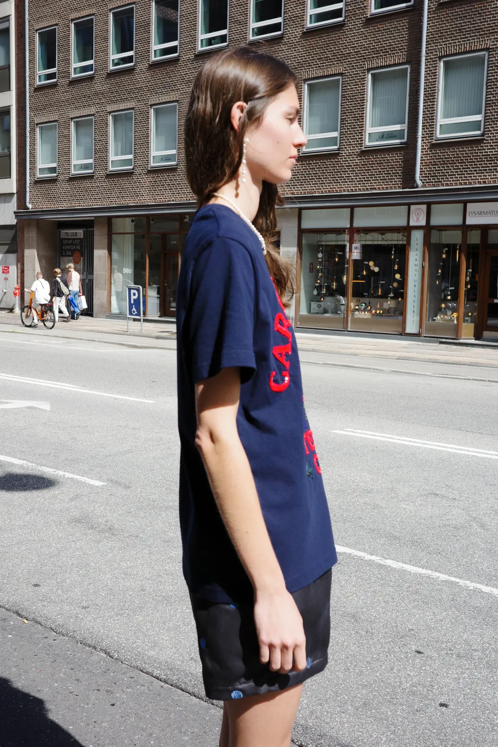 Caro Editions Freddy t-shirt navy tennis broderi økobomuld