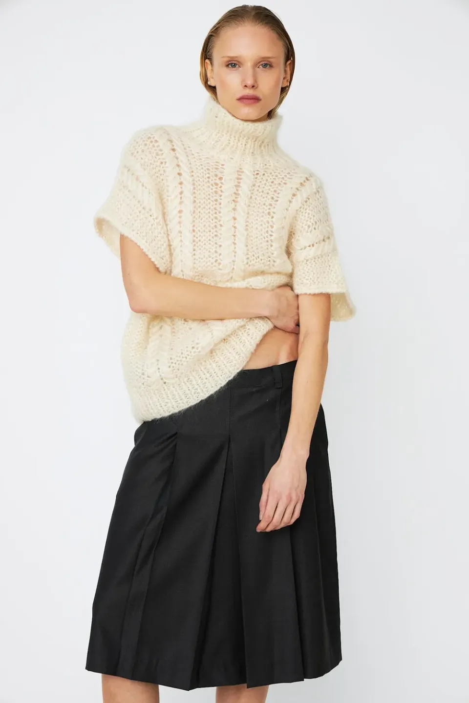 DAWNXDARE Snowy 102 Chalk strikpullover mohair