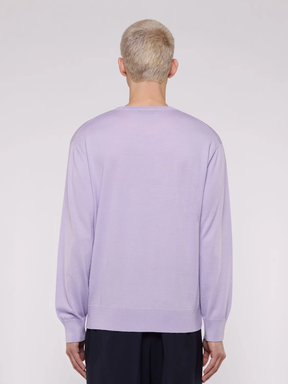 Laneus Merino Wool Crew Neck striktrøje wisteria merinould