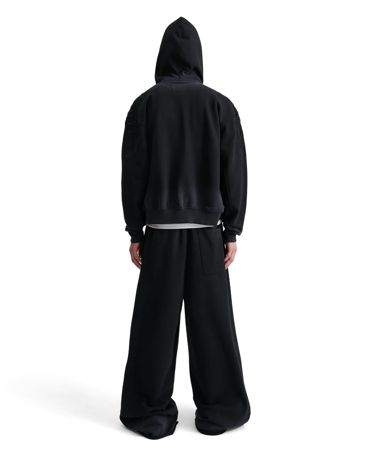 Alis Gyll Hoodie zip-hættetrøje Faded Black broderi