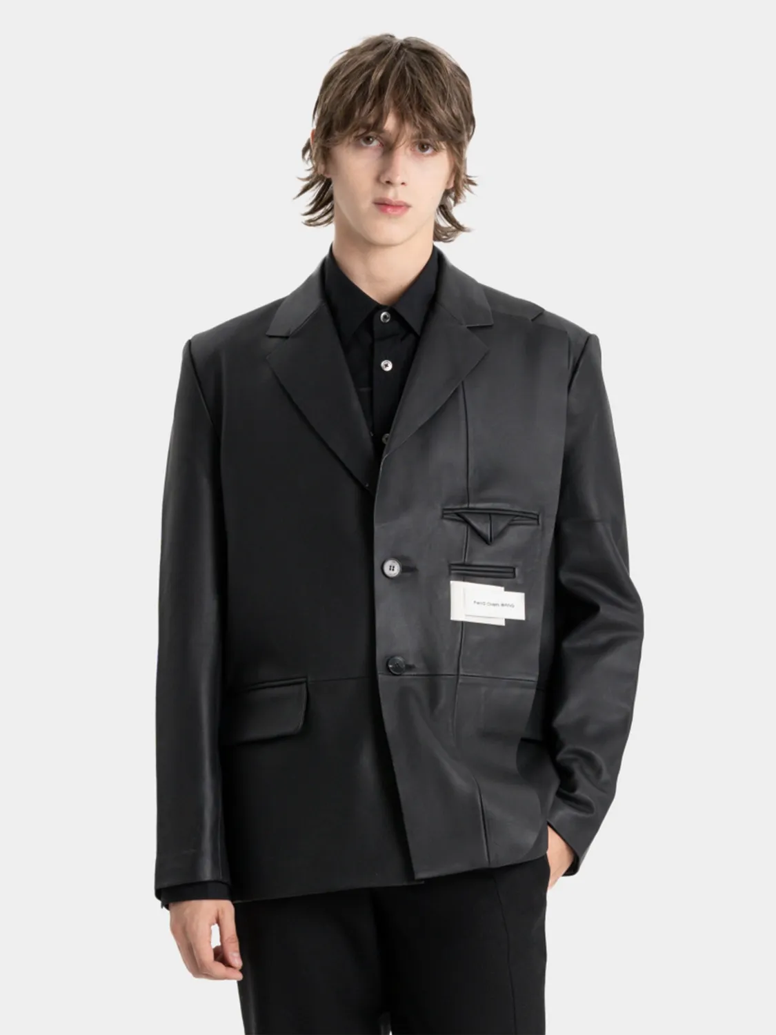 Feng Chen Wang Leather Blazer læderblazer sort