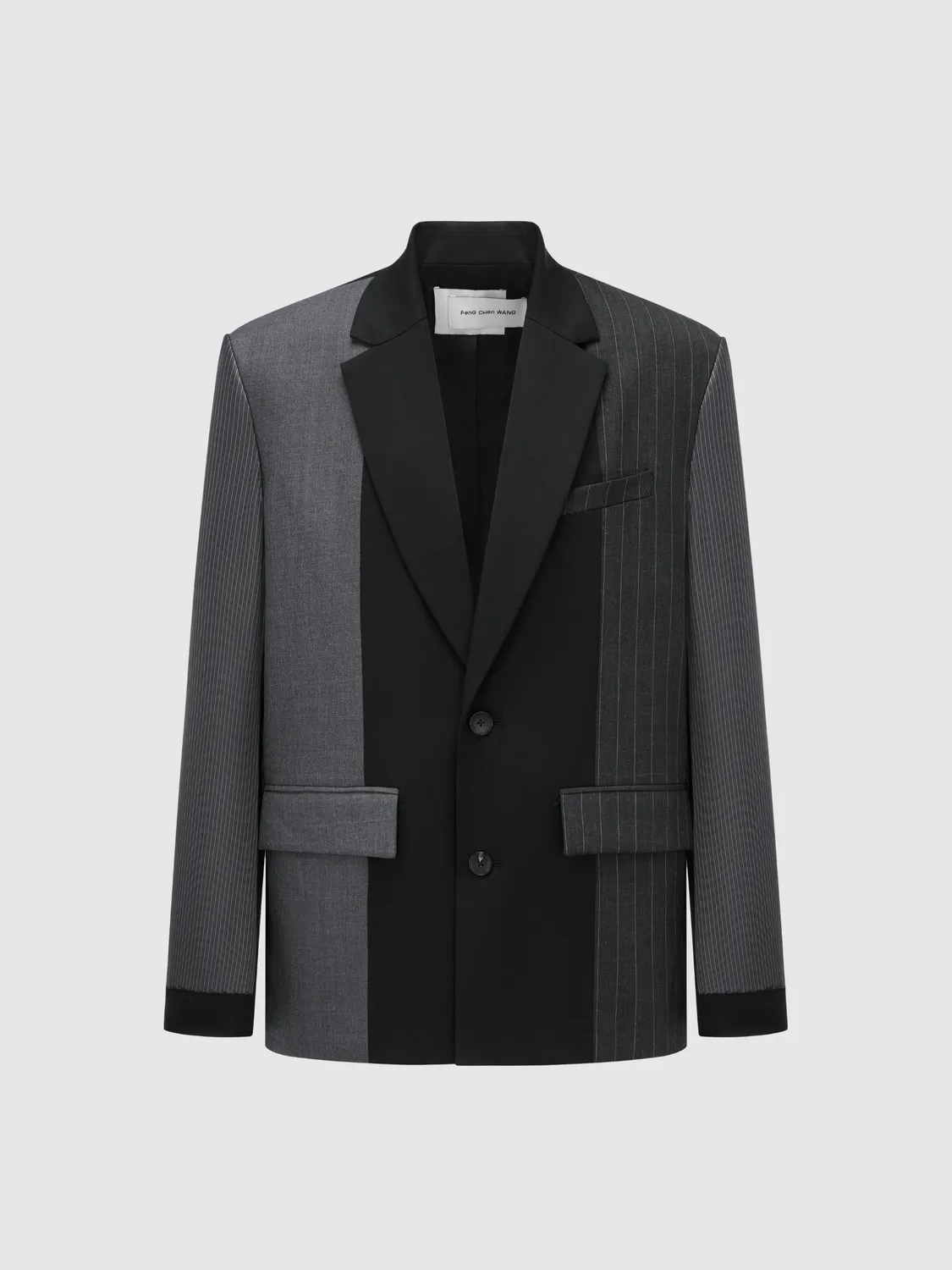 Feng Chen Wang Inverted Stripe blazer sort grå