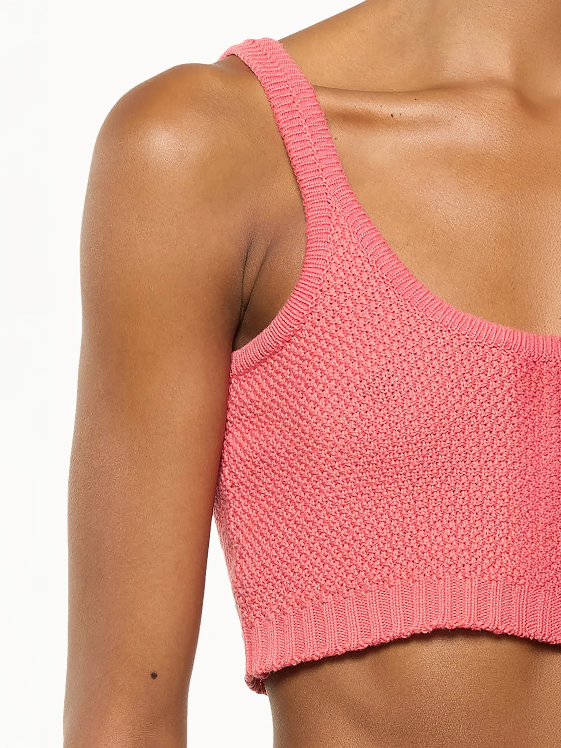 Laneus Knitted Top crop top pink bomuld