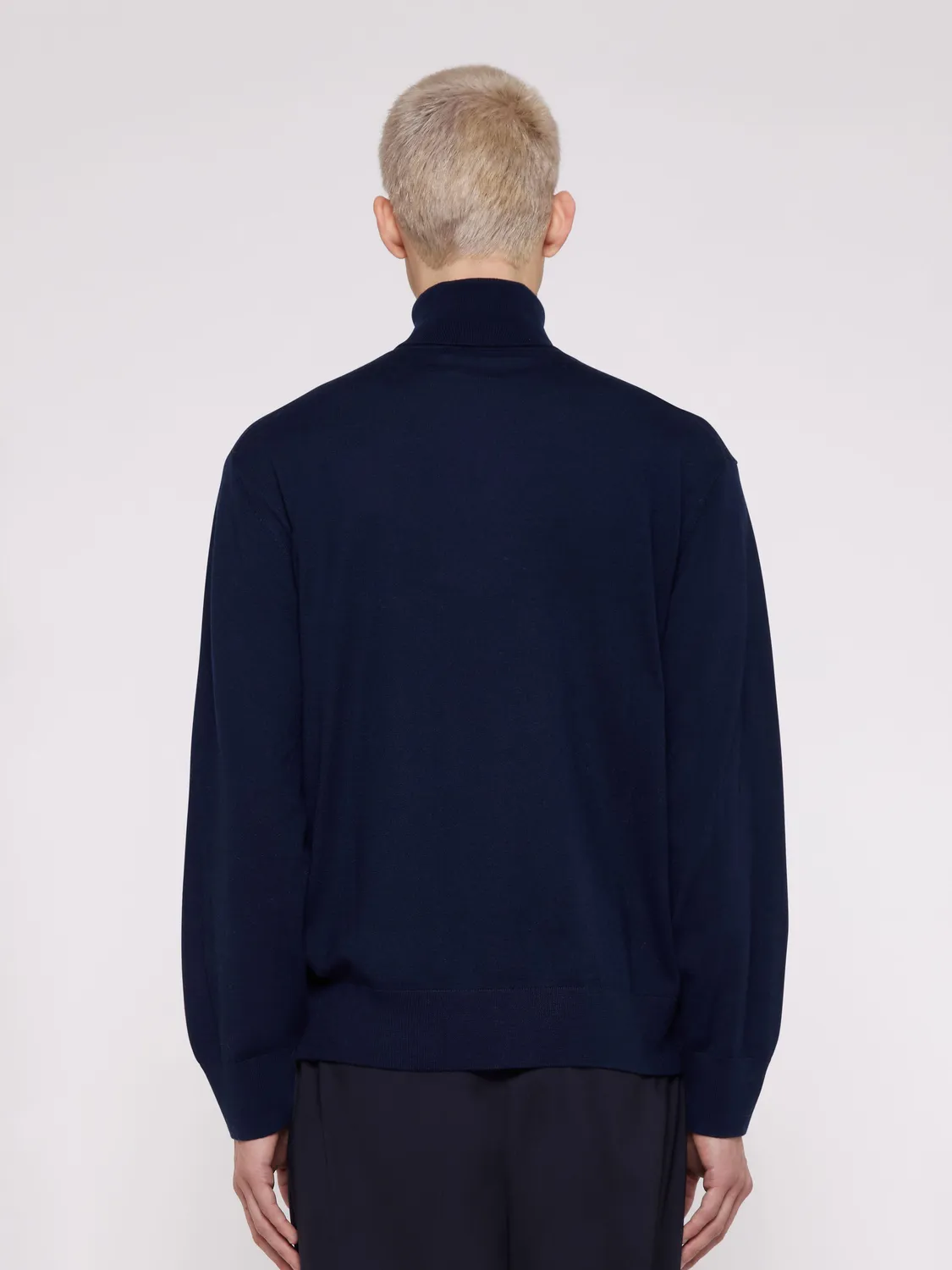 Laneus Merino Wool rullekrave navy merinould