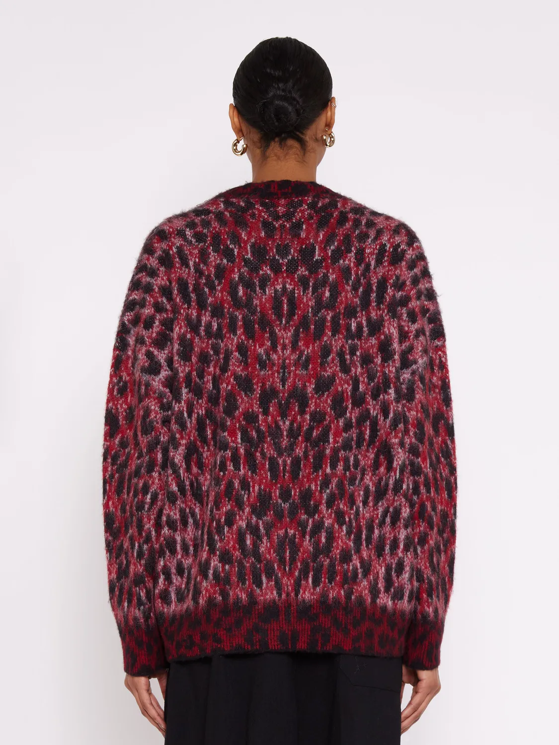 Laneus Brushed Spotted Knit Oversized Cardigan rød alpakamix