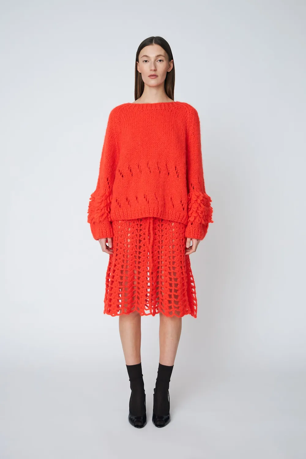 Dawn x Dare Emma Crochet nederdel chili mohair