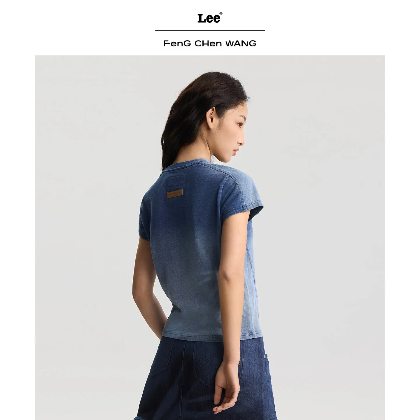 Lee x Feng Chen Wang S/S Tee T-shirt cropped indigo