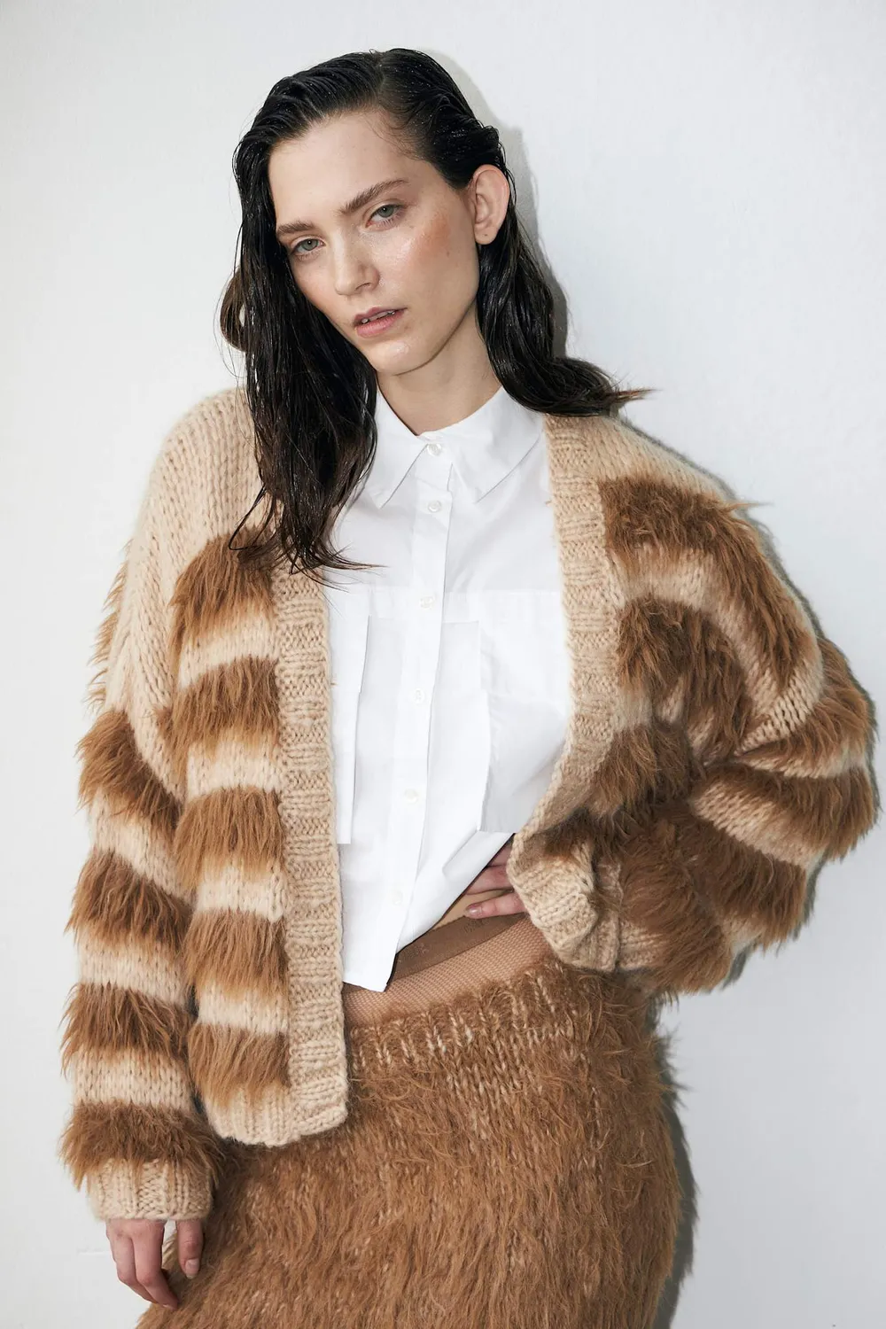 DAWNXDARE BARRÉ mini nederdel 192 Peat mohair