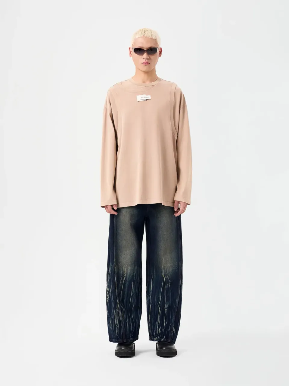 Feng Chen Wang Deconstructed langærmet t-shirt washed
