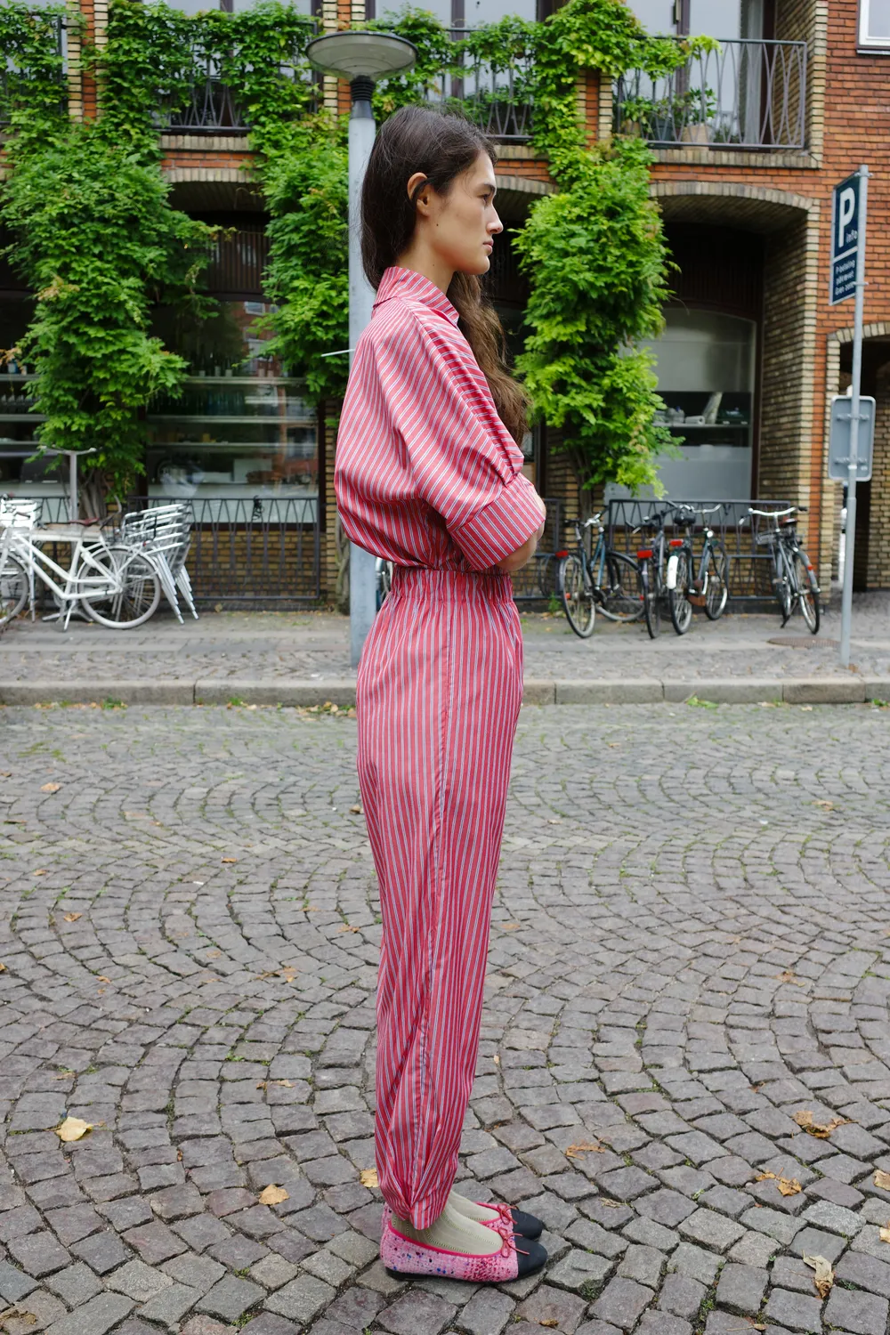 Caro Editions Coco Pants Red Navy Stripe bukser bomuld