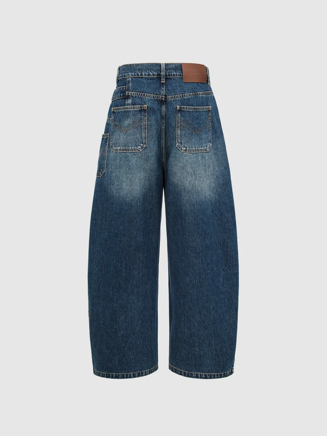 Feng Chen Wang Blue Washed Deconstructed denimbukser blå