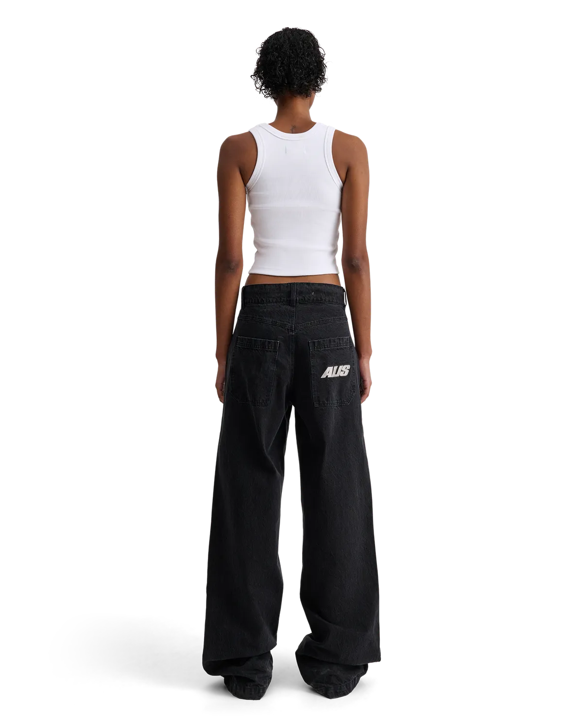 Alis Bam jeans wide fit vasket sort bomuld