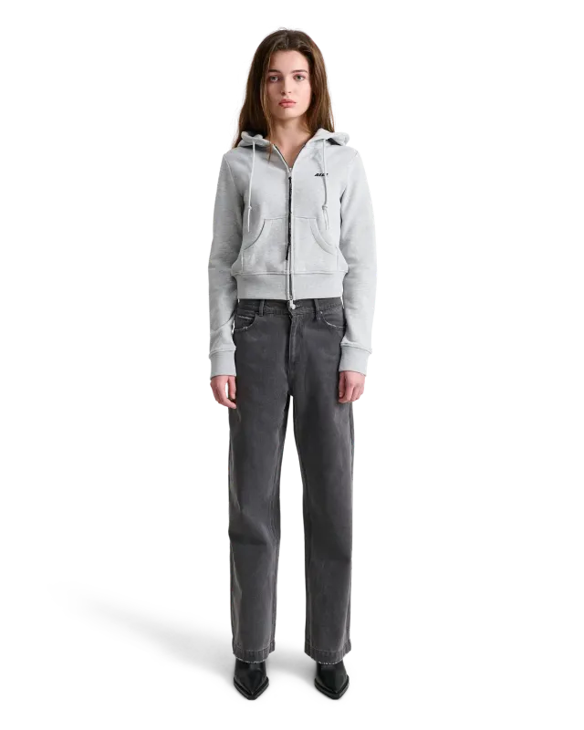 Alis Lauren hættetrøje lynlås grey melange