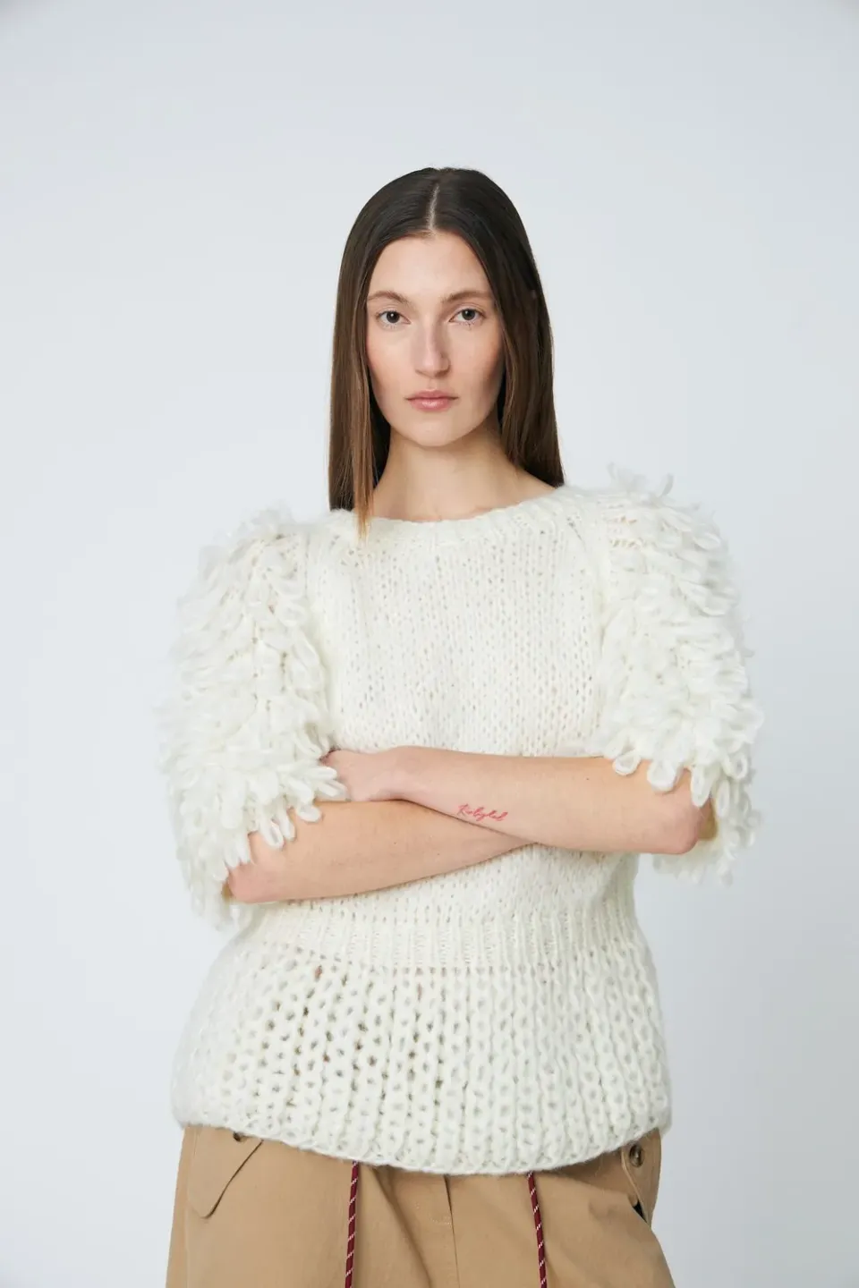 DAWNXDARE ELSIE CREW pullover 102 Chalk mohair