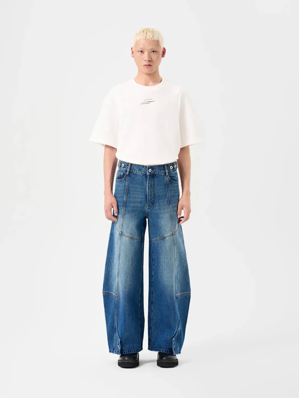 Feng Chen Wang Deconstructed Stitch jeans blå