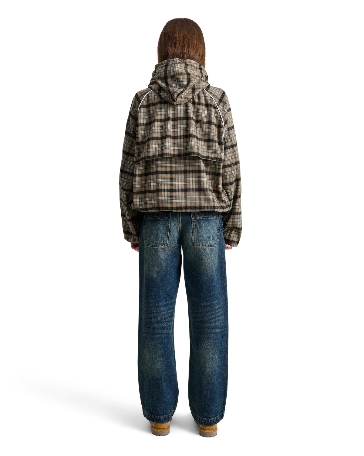 Alis Orby hættejakke Sand/Blue Tartan oversized