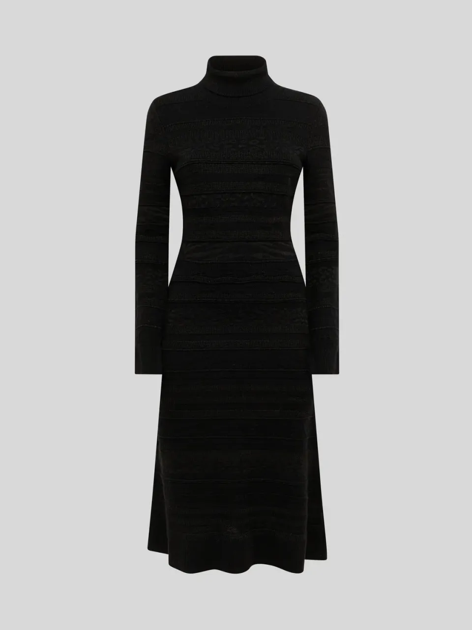 Laneus Jacquard rullekrave kjole sort midi