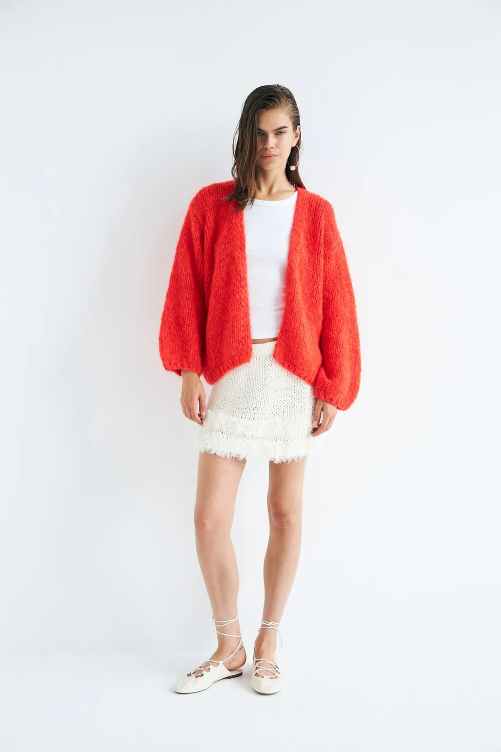DAWNXDARE GINA strikcardigan chili håndstrikket