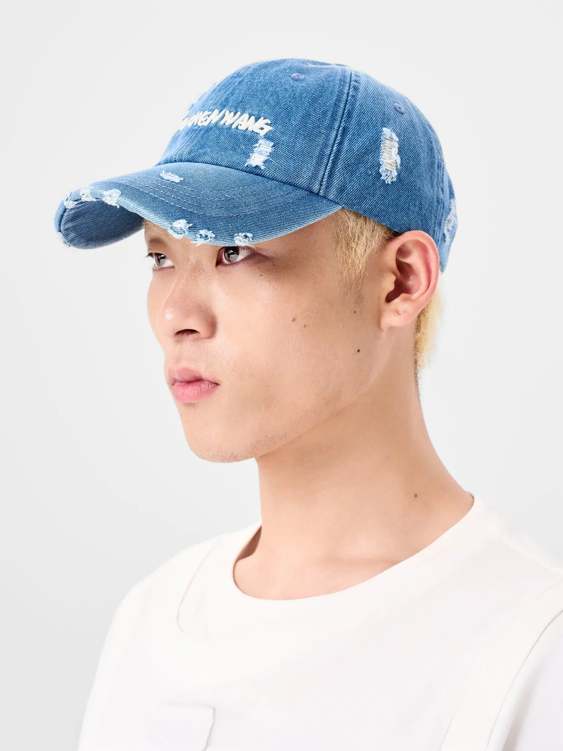 Feng Chen Wang Blue Denim Baseball Cap With Logo kasket blå