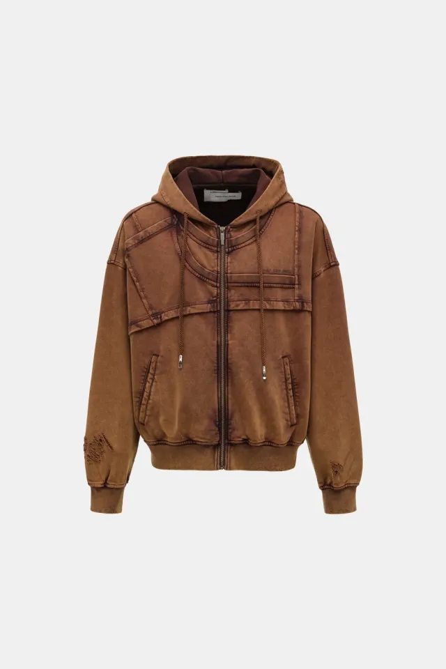 Feng Chen Wang Sandwashed Ripped Jersey hoodie med slid