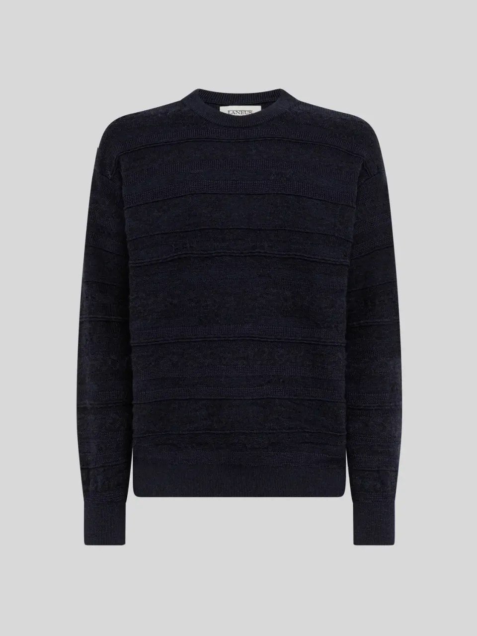 Laneus Lightweight Jacquard Crewneck strik navy uld