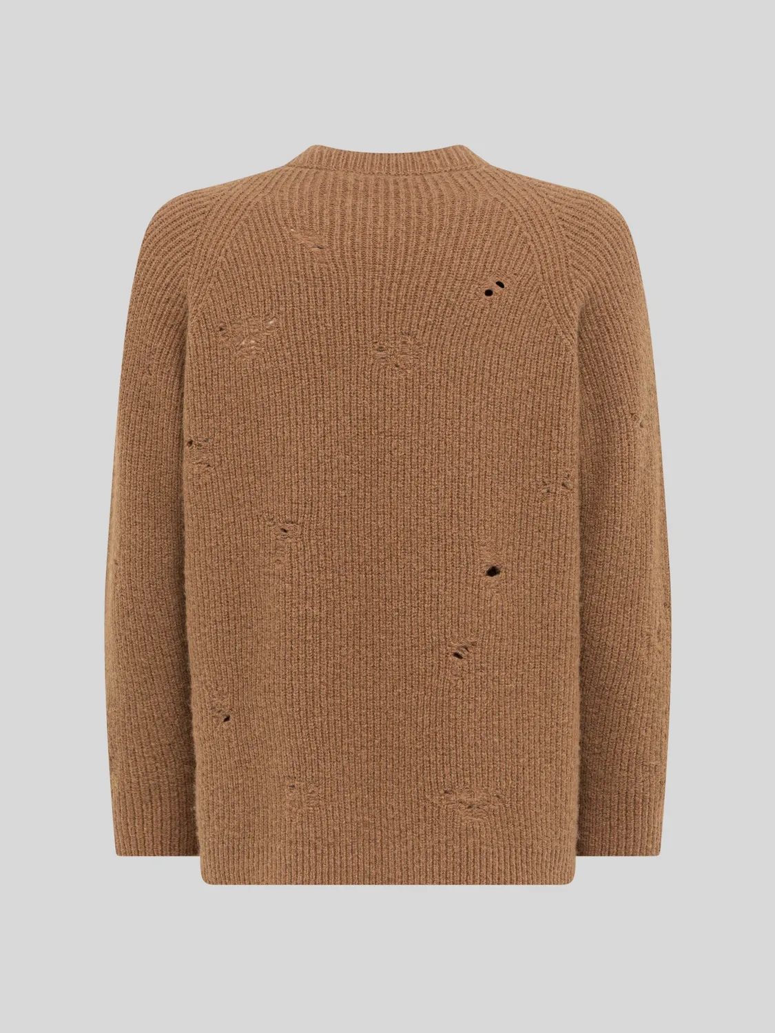 Laneus Destroyed English Rib Boxy Crewneck sweater camel uld