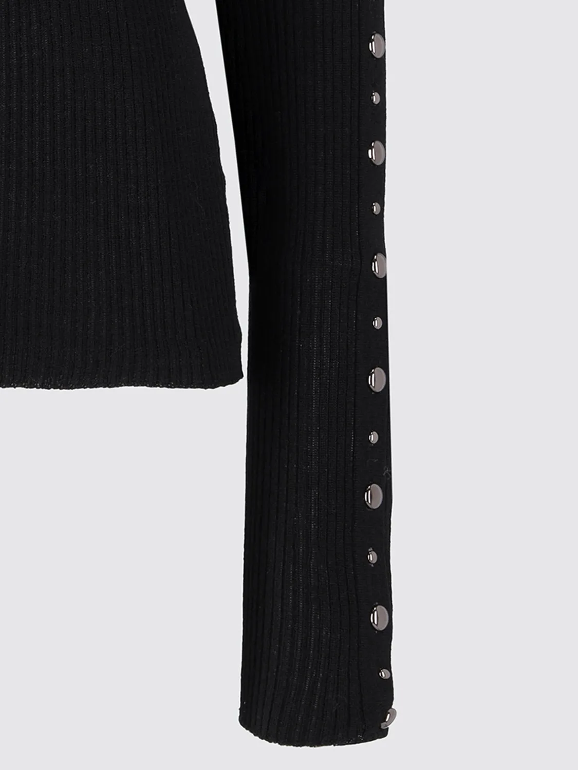 Laneus Extrafine Wool rullekrave sort rib tætsiddende
