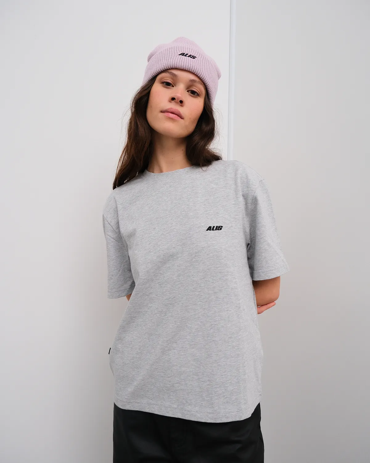 Alis Torey cropped t-shirt gråmeleret bomuld
