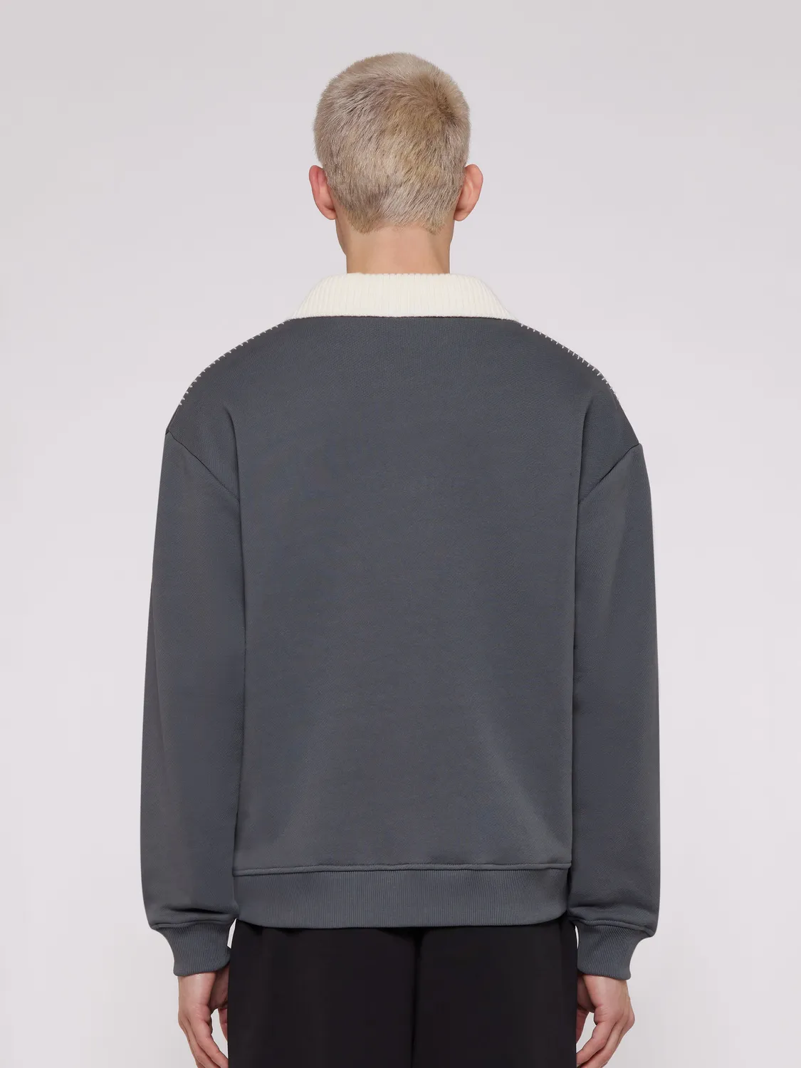Laneus Boxy Fit polo sweatshirt grå bomuld
